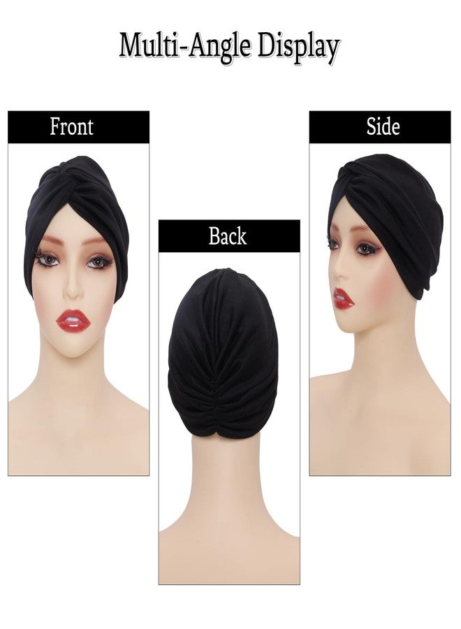 Sdfvsdg 4 Pcs Stretchy Turban Head Wraps for Women Pre Tied Knot Turban Hats Sleep Hats Cancer Headwear Chemo Headwrap 4 Colors - Image 2
